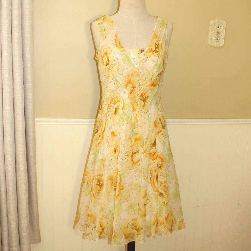 NWT Ann Taylor "The Loft" Petites Floral 100% Silk Dress Size 2P